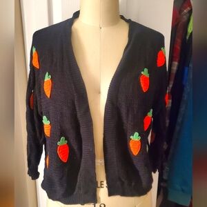 3/4 Sleeve Black Carrot Caridgan